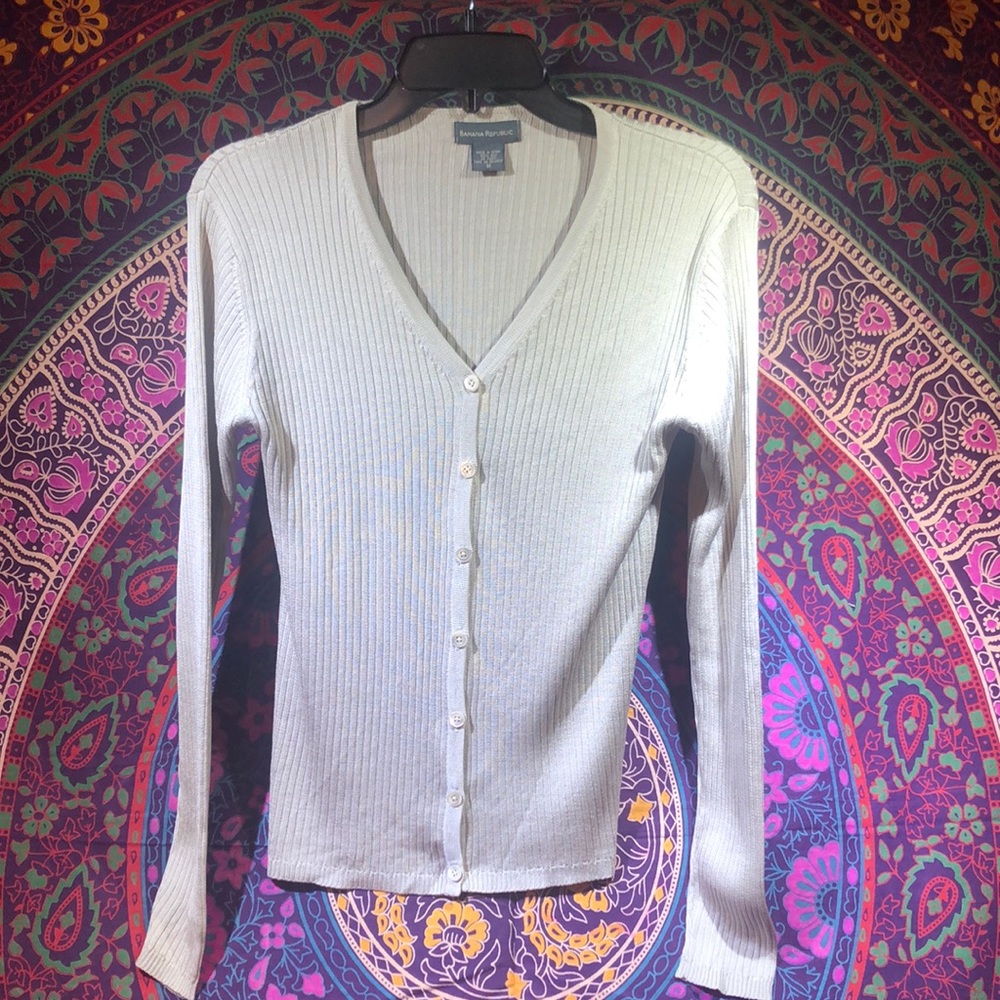 Banana Republic silk beige button down cardigan